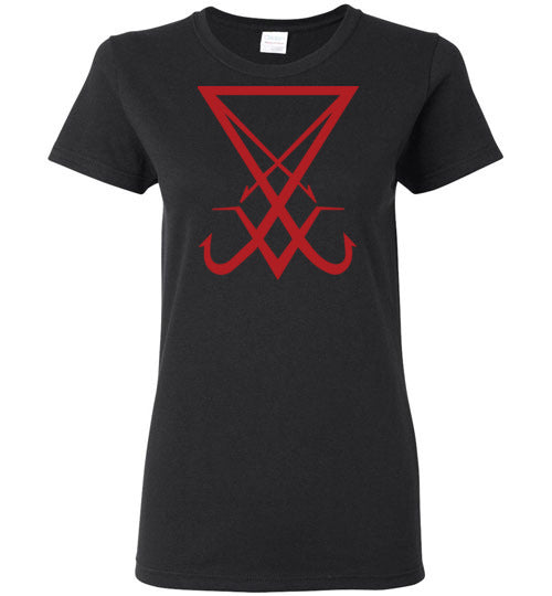 Women's Short Sleeve Red Sigil of Lucifer - Strange and Unusual Co.